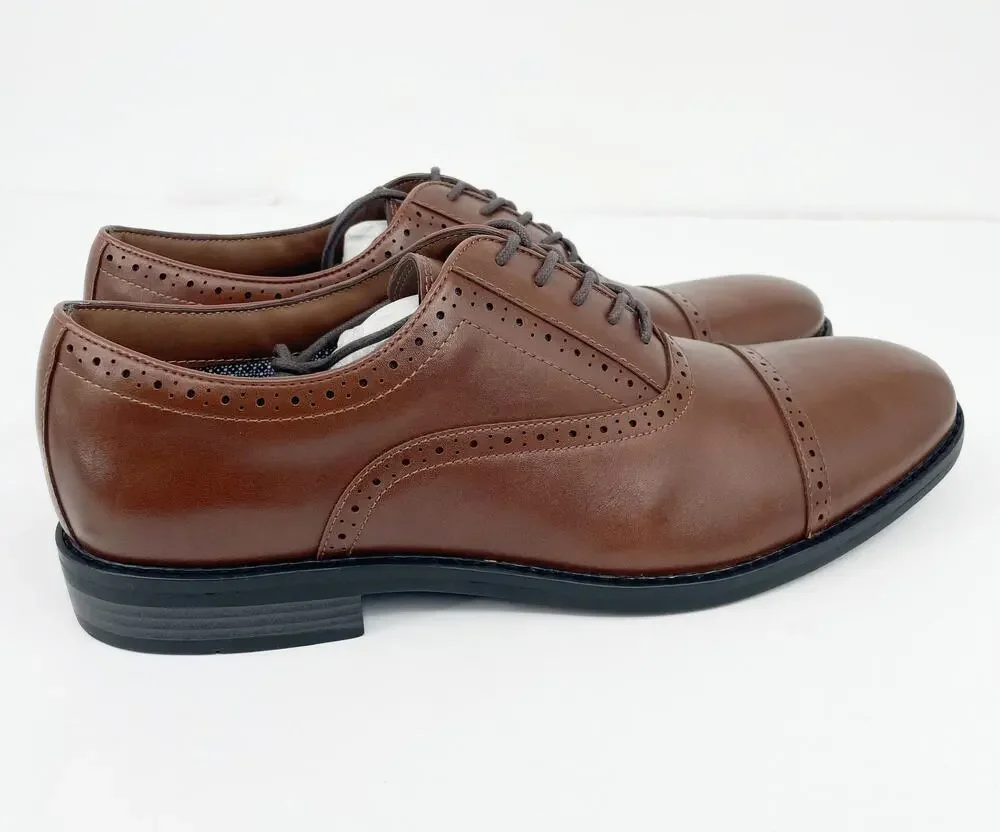 Fairlane Men's Feawin Flex Oxford Shoes Size 13 Brown Faux Leather Lace Up NWOB